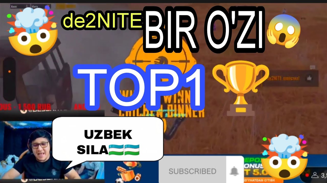 🇺🇿de2NITE BIR O'ZI TURNIRDA TOP1🏆 OLDI 😱🤯 / TEZ KO'RING AJOYIB O'YIN🔥 #senatorpubgm #2nite #umar