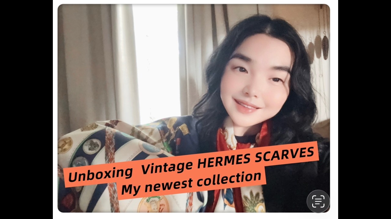 Unboxing Vintage HERMES Scarves  my newest collection  classic design x2