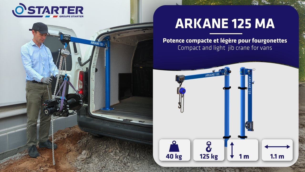 [STARTER] ARKANE 125MA : La potence manuelle adapt&eacute;e aux petits v&eacute;hicules utilitaires.