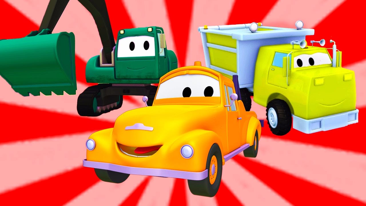 Çekici Tom ve Devriye Aracı, Kazma makinesi, beton kamyon | Araba ve Kamyon inşaat çizgi filmi 🚚