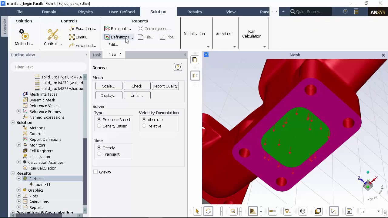 ANSYS Fluent: полный рабочий процесс от построения сетки до постобработки
