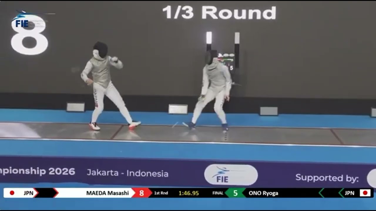 Asian Fencing Championship 2026 Junior Men's Foil Final Ono Ryoga JPN vs Maeda Masashi JPN