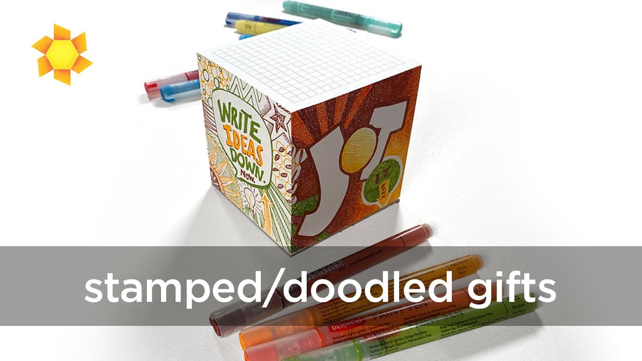 DIY stamped and doodled gifts: Altered Office Supplies