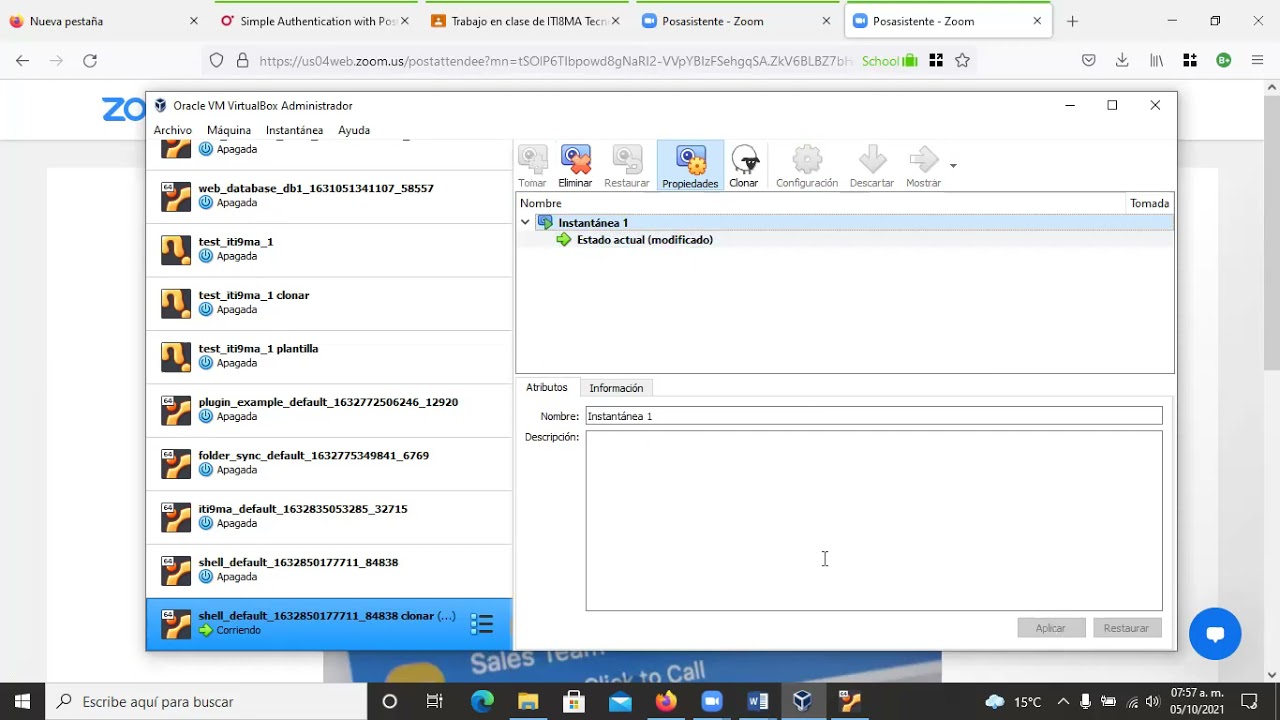Snapshot maquinas virtuales VirtualBox by STEA Mexico