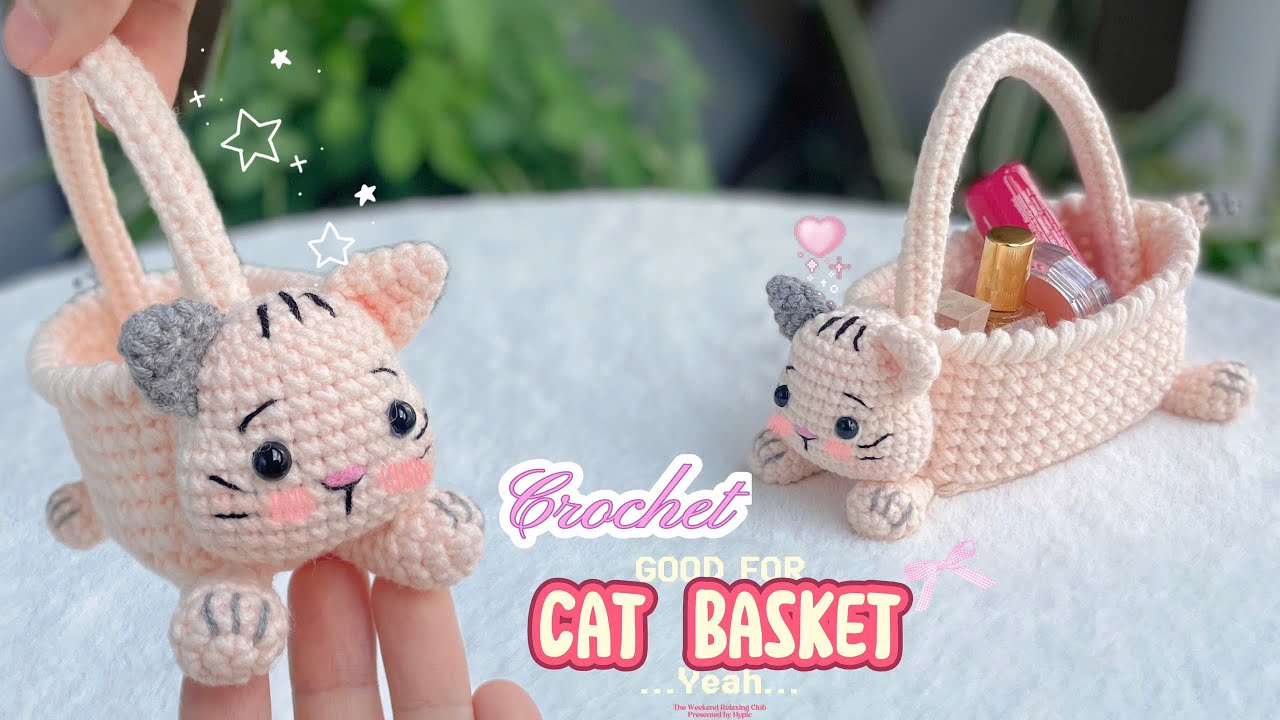 How To Crochet Cat Basket Tutorial | Cute Cat Basket #crochetanywhere