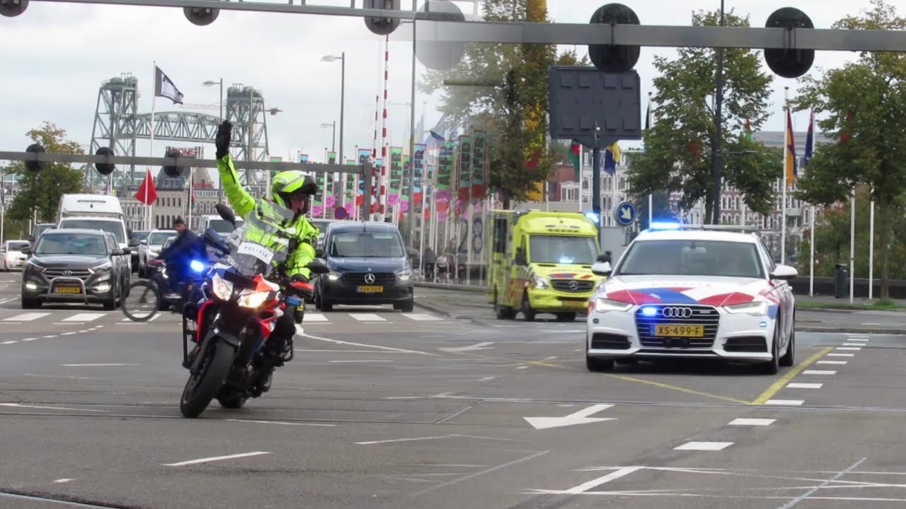 Vele Politie eenheden zetten kruisingen af in Rotterdam I.V.M. Passeren Spoedtransport naar EMC