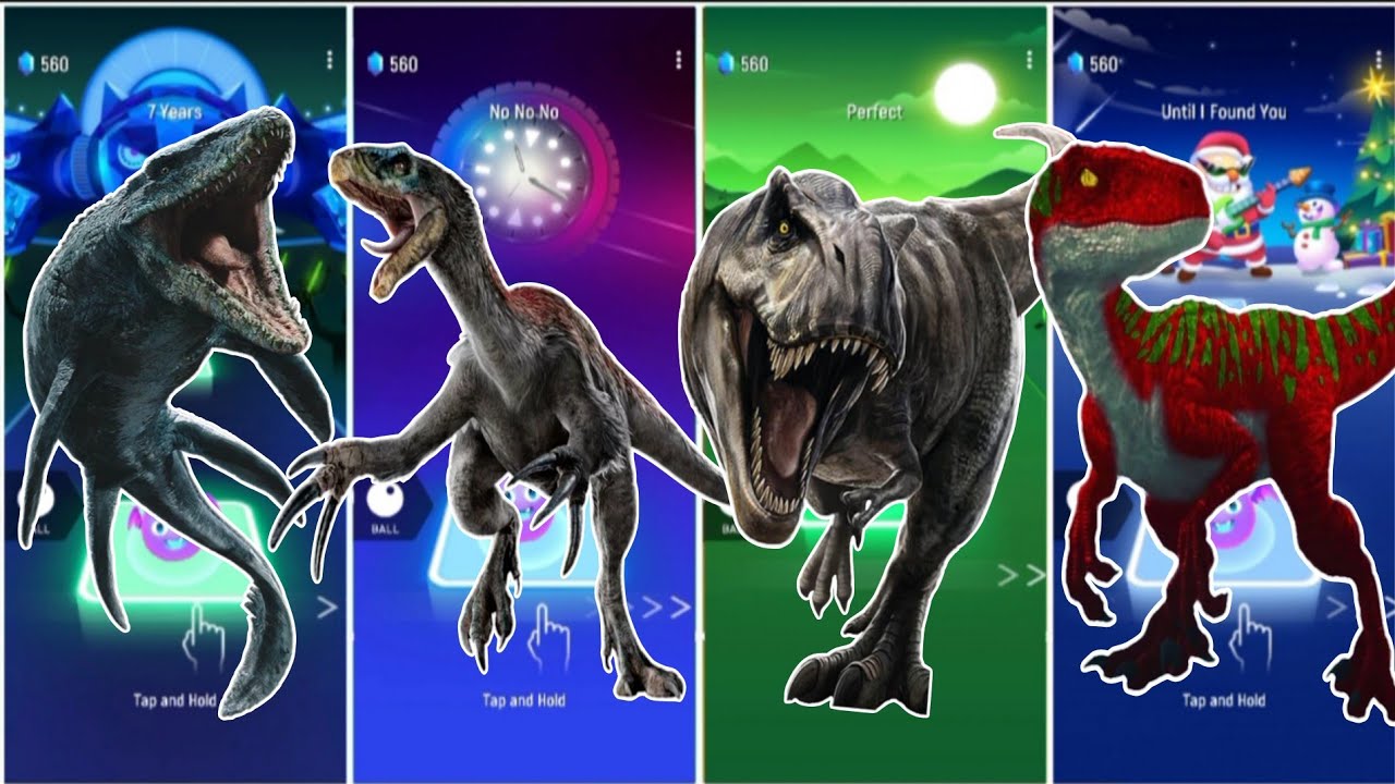 Jurassic World Mosasourus 🆚 Dinosaur 🆚 Trex 🆚 Velociraptor || Coffin Dance Song Tiles Hop Edm Rush