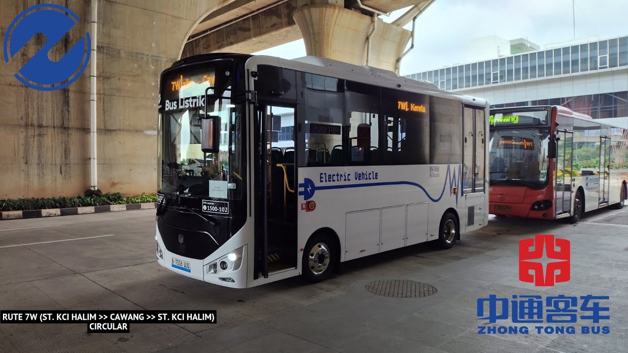 NAIK BUS ZHONG TONG EV MEDIUM DI RUTE 7W‼️ Trip St. KCI Halim - Cawang (Circular) with ZT Mini