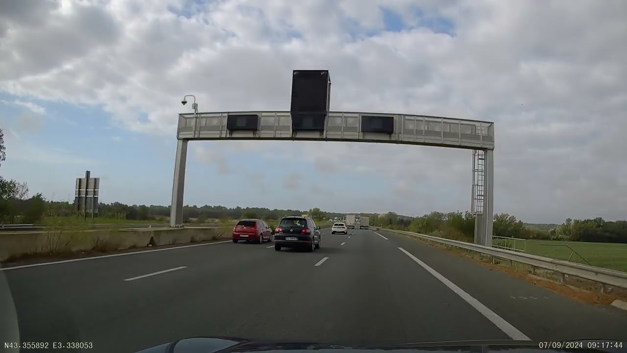 France by Road - Aigues Mortes to Argeles Port - Video 5 - A9 Aire de Florensac to A9/A75 Beziers