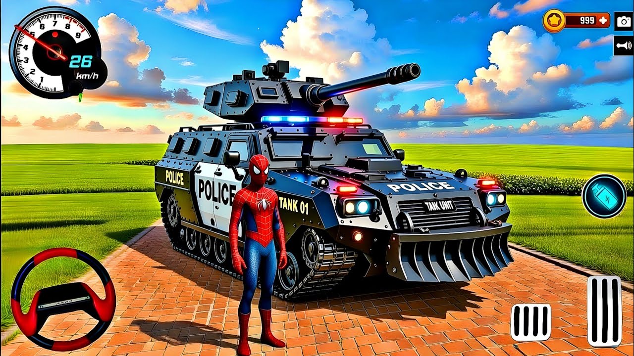 🎉 Monster Police Tank & Spiderman Gameplay 🦚 Indian Thift Auto Simulator🔥 New 3D police Car Game 