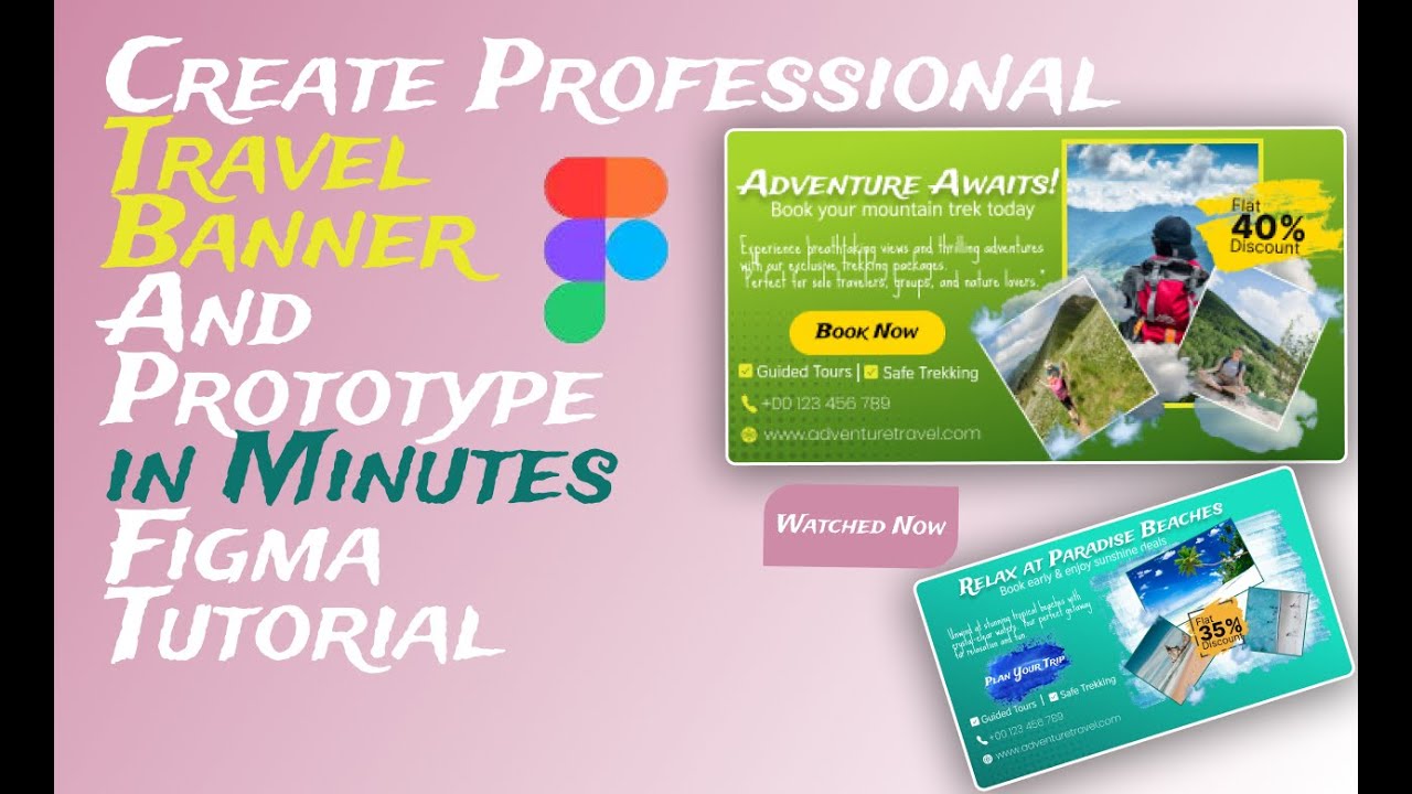 “How to Design Travel Banner Ads in Figma with prototype | Step by Step Tutorial”