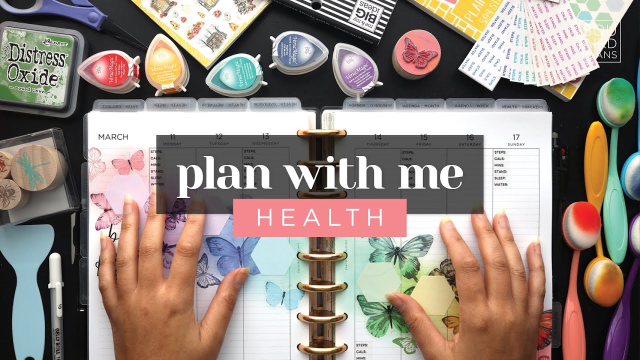 PLAN WITH ME :: Health Lined Vertical Layout Setup in a Classic Happy Planner :: Rainbow Butterflies