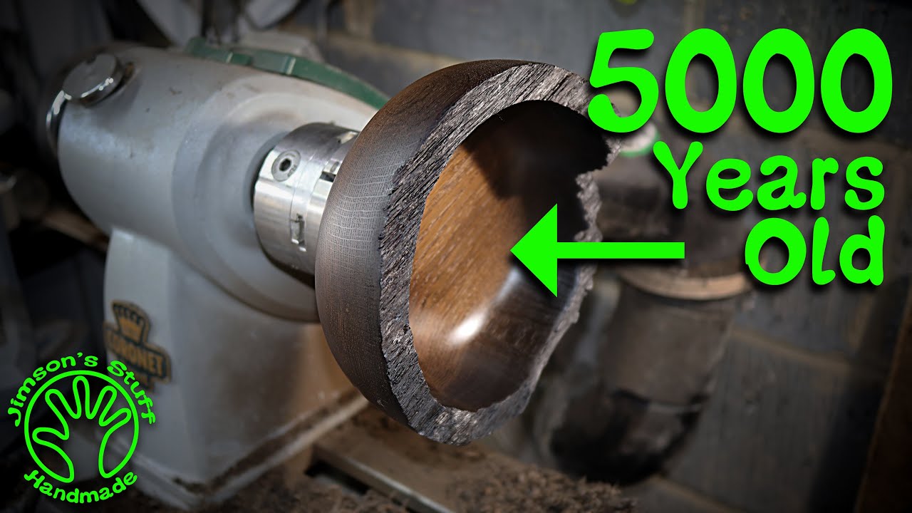 Woodturning a bowl from 5000 year old Bog Oak