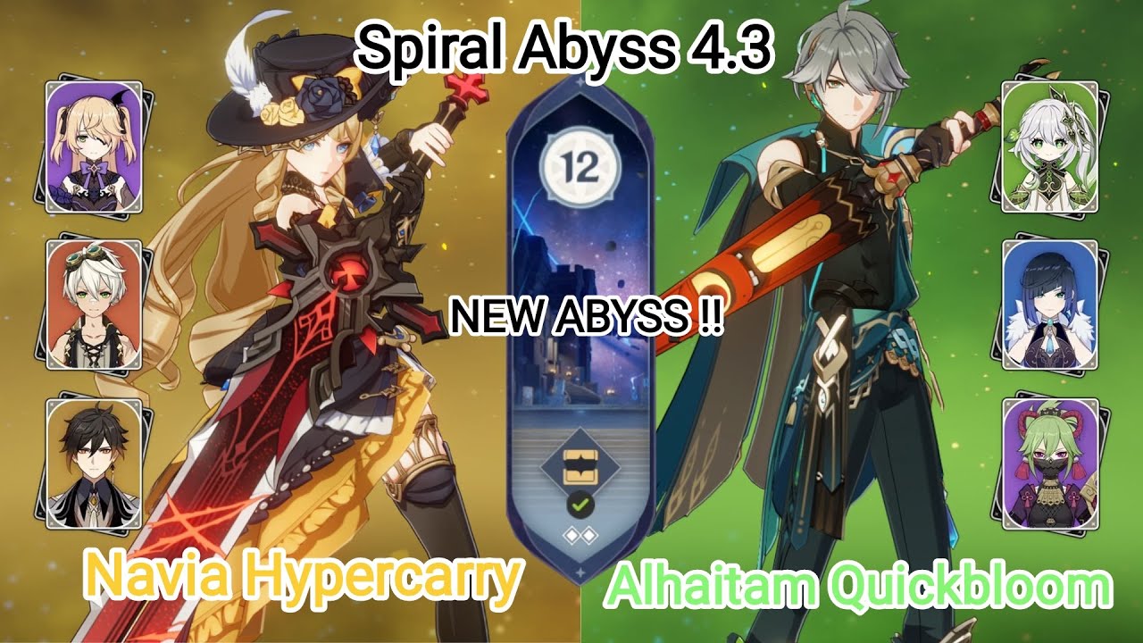 C0 Navia Hypercarry & C0 Alhaitam Quickbloom - NEW Spiral Abyss 4.3 Floor 12 9 star Genshin Impact