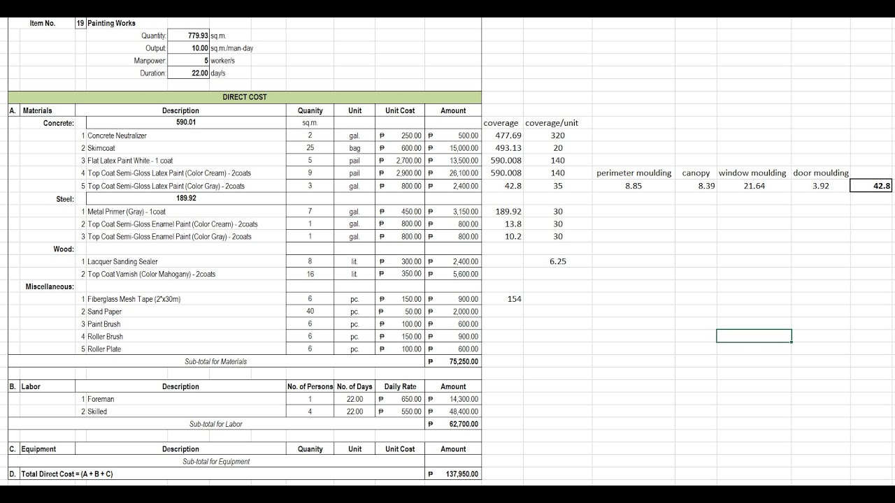 Part 20 (Painting Works) Estimate Tutorial of Two-Storey Residential Building Part 2 of 2