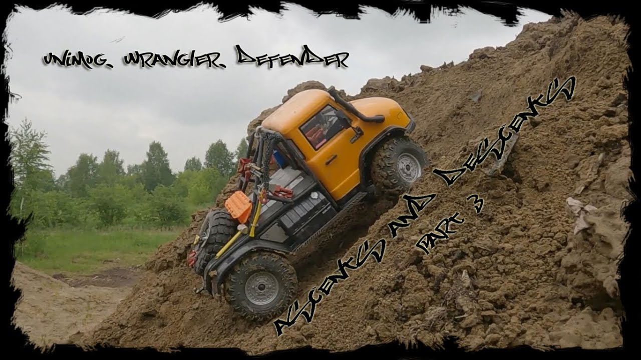 ASCENTS AND DESCENTS # 3 - Marcedes Unimog. Jeep Wrangler. Lend Rover Defender. Trial off-road