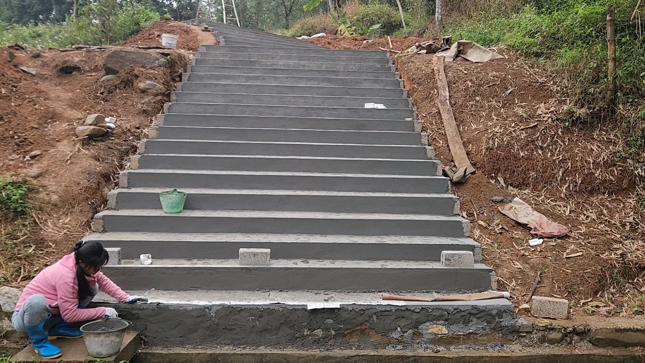 Plastering the steps with cement, vaccinating piglets against disease.