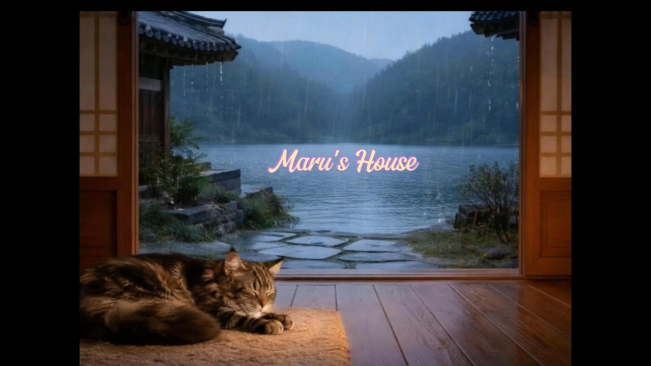 Cozy Korean Rain Night ;  Hanok Lake Ambience for Deep Sleep