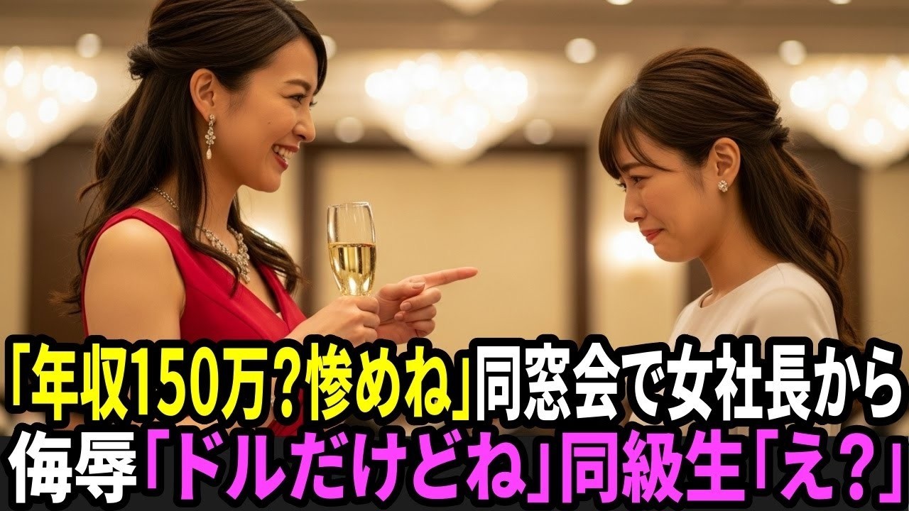 「年収150万？その収入でよく来れたわね」同窓会で女社長に嘲笑された女性→「ドルだけどね」「えっ…！？」その“本当の姿”に全員真っ青！