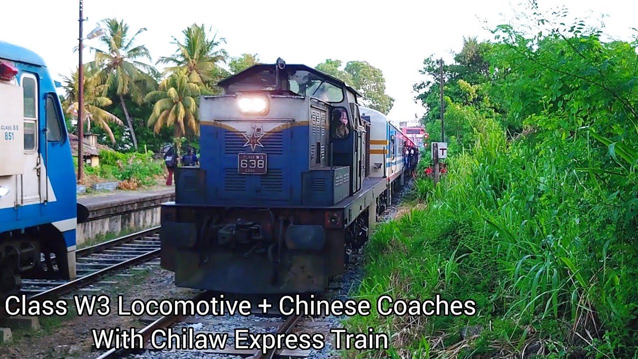 Class W3 Locomotive Hauling Chinese Air Braked Compartments With Chilaw Express After A Long Time