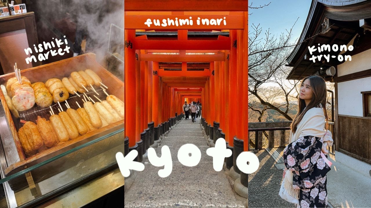 Японский видеоблог 🇯🇵: пробуем рынок уличной еды №1 в Киото (рынок Нишики), ходим по кафе, фусими...