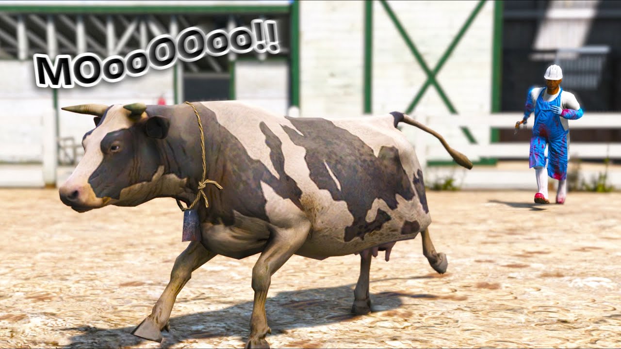 Poor Cow ESCAPES the Slaughterhouse!! (GTA 5 Mods)