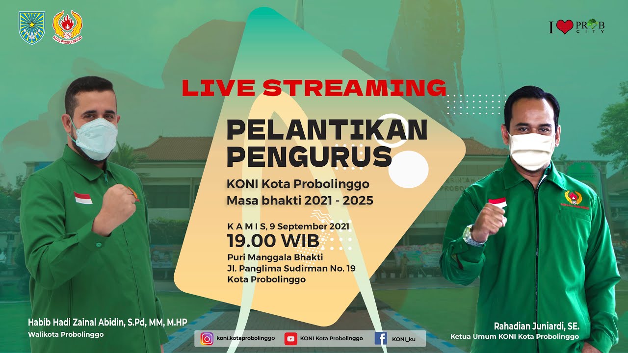 Pelantikan Pengurus KONI Kota Probolinggo  masa bhakti 2021 - 2025