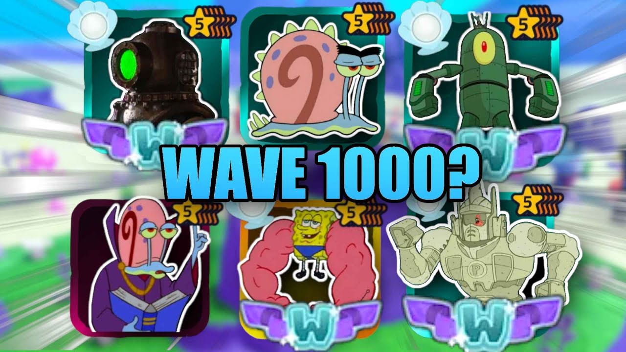 Я пытался дойти до волны 1000 в игре SpongeBob Tower Defense!
