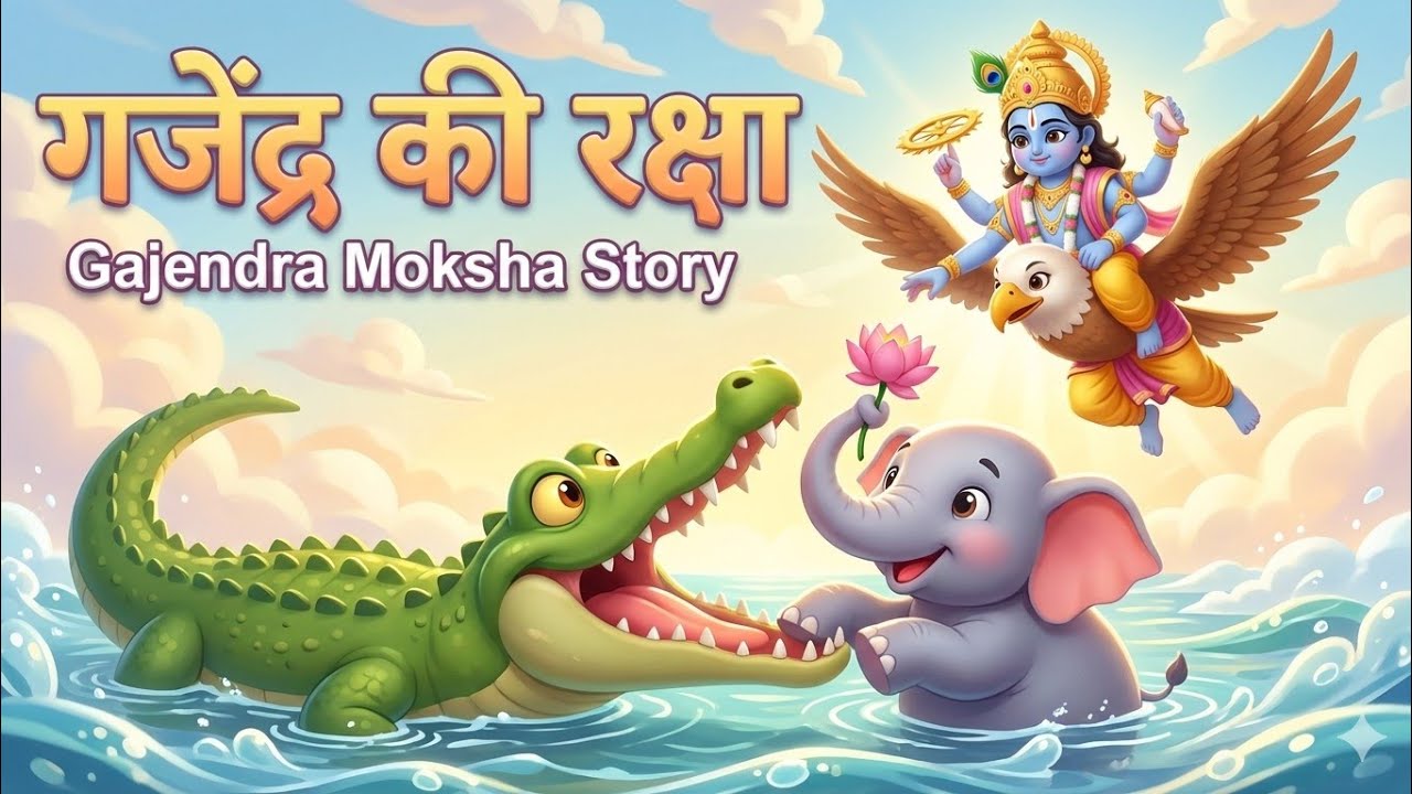 Gajendr moksh cartoon story(गजेंद्र मोक्ष की कहानी)#cartoon #krishna #hanuman #viral 