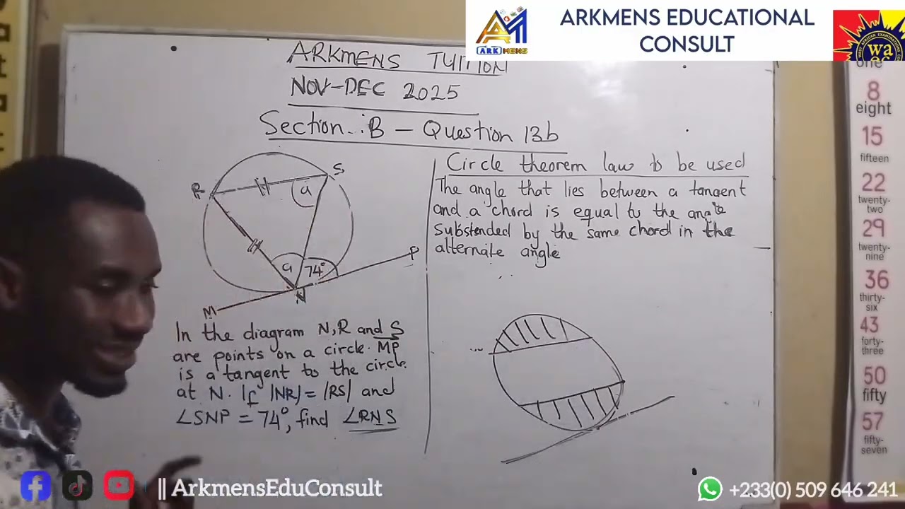 CIRCLE THEOREM | WASSCE Nov-Dec Maths Past Question Walkthrough | Online Tuition for SHS Students |