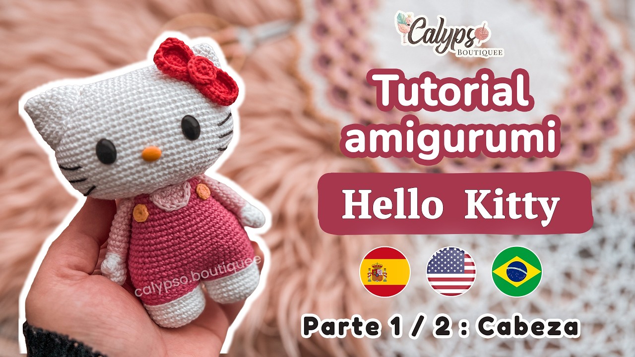 🎀 Tutorial crochet: Hagamos a Hello Kitty en amigurmi fácil. Parte 1: Cabeza