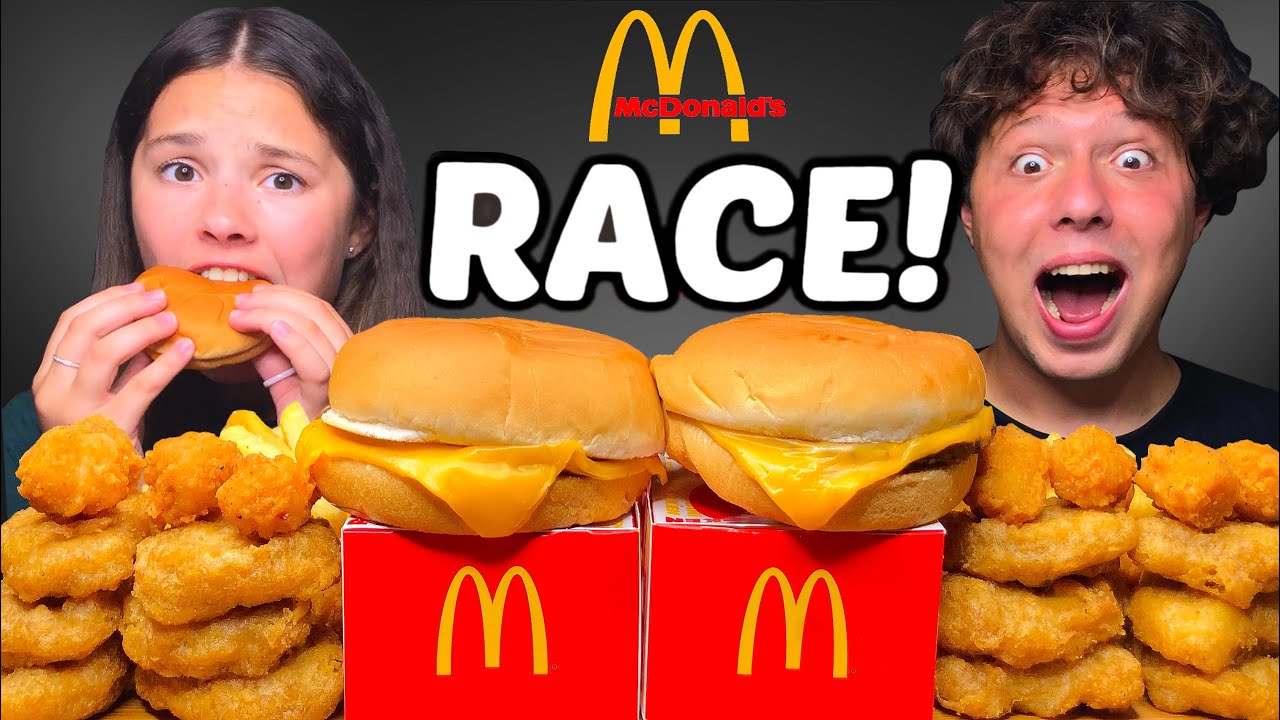 ASMR MCDONALDS RACE! CHEESEBURGERS, CHICKEN NUGGETS & FRIES MUKBANG EATING SOUNDS 먹방 Tati ASMR