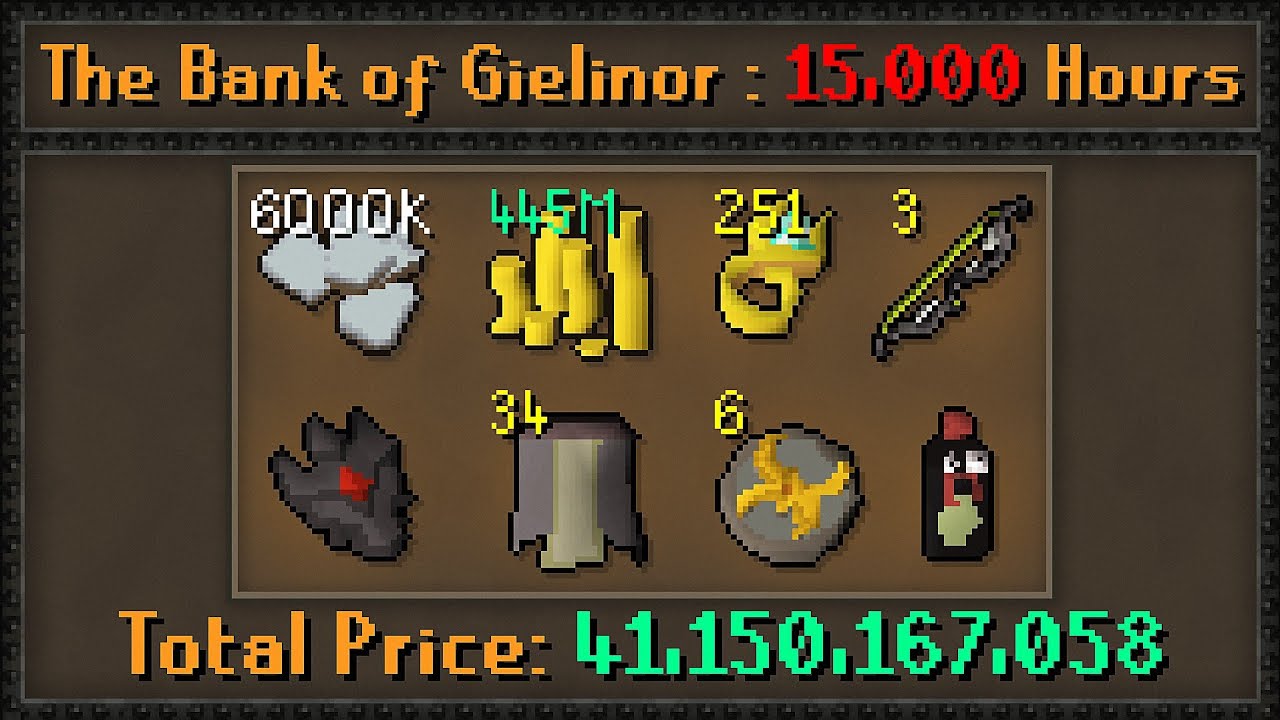 My RuneScape Bank after 15,000+ Hours