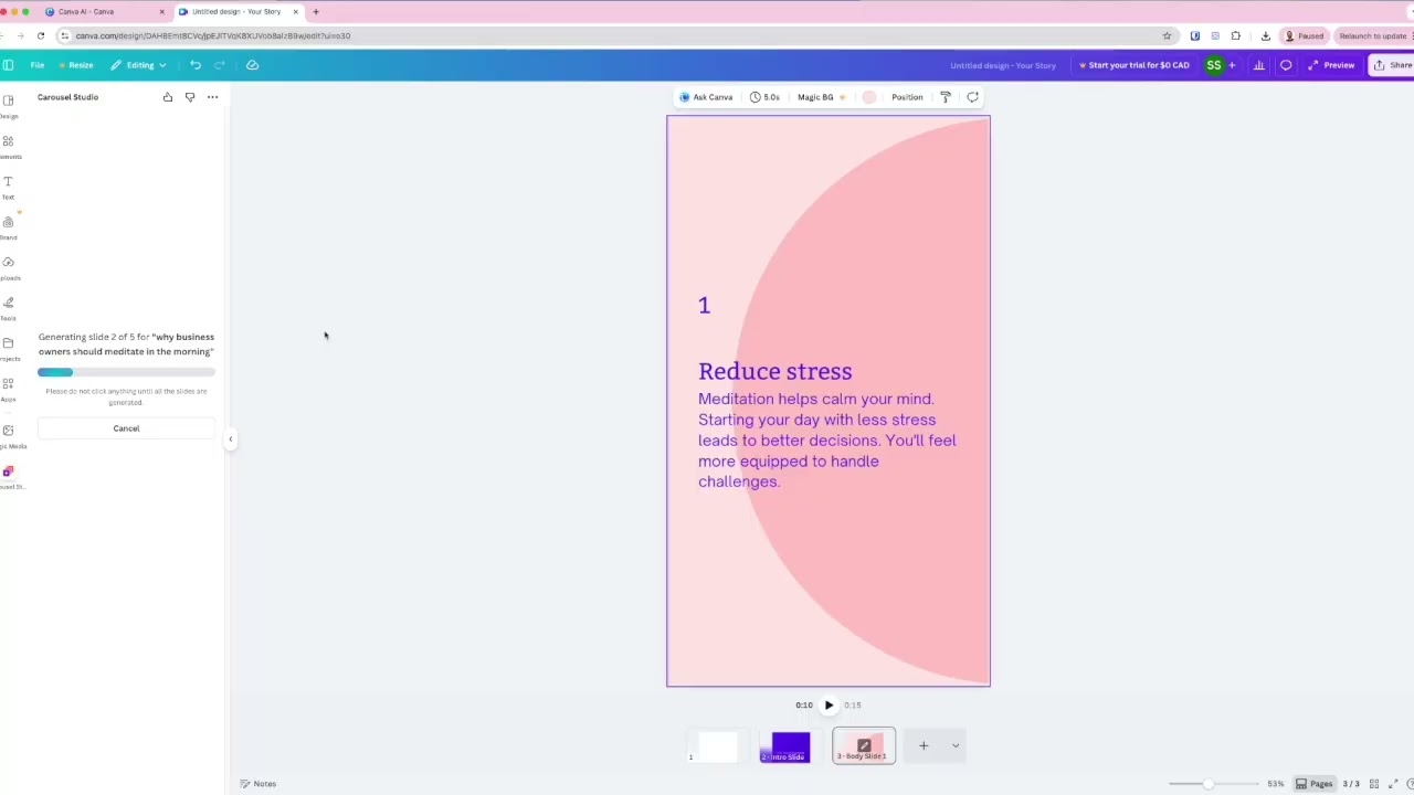 How to create video carousels in Canva
