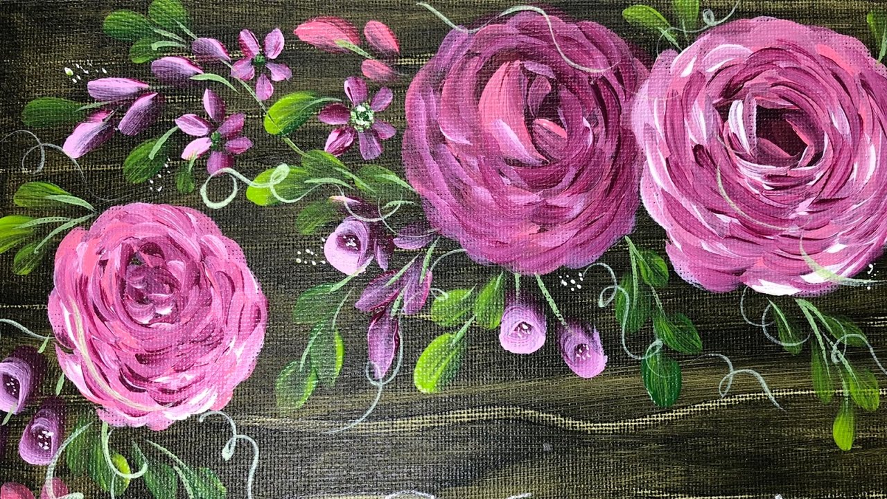 2 ideas to paint pictures of Flowers / Technique with acrylic paint