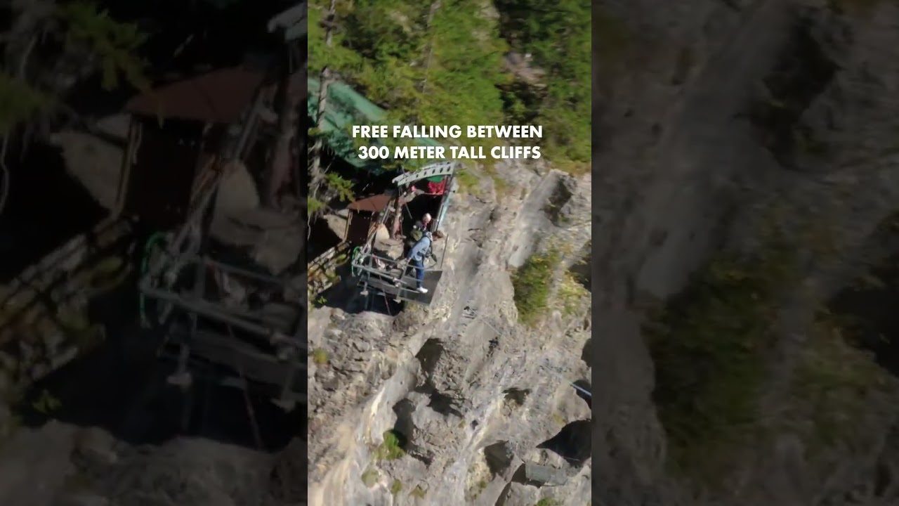 Would you do it? 🤩  #adrenalinerush #summerbucketlist #canyonjump #canyonswing #grindelwald