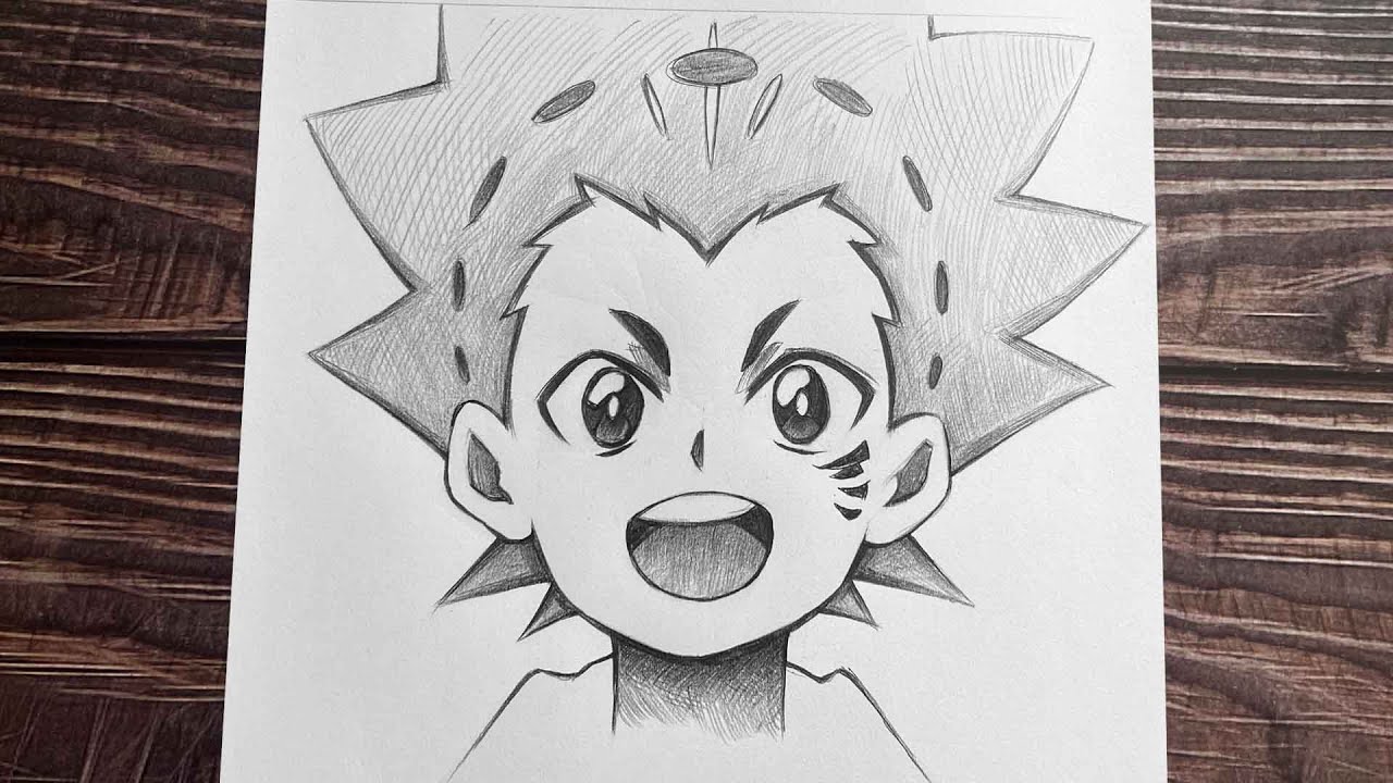 Easy anime sketch | how to draw Valt Aoi - [Beyblade] | anime boy drawing step by step for beginners