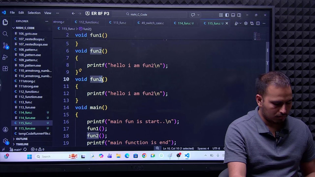 C live coding (function in c )