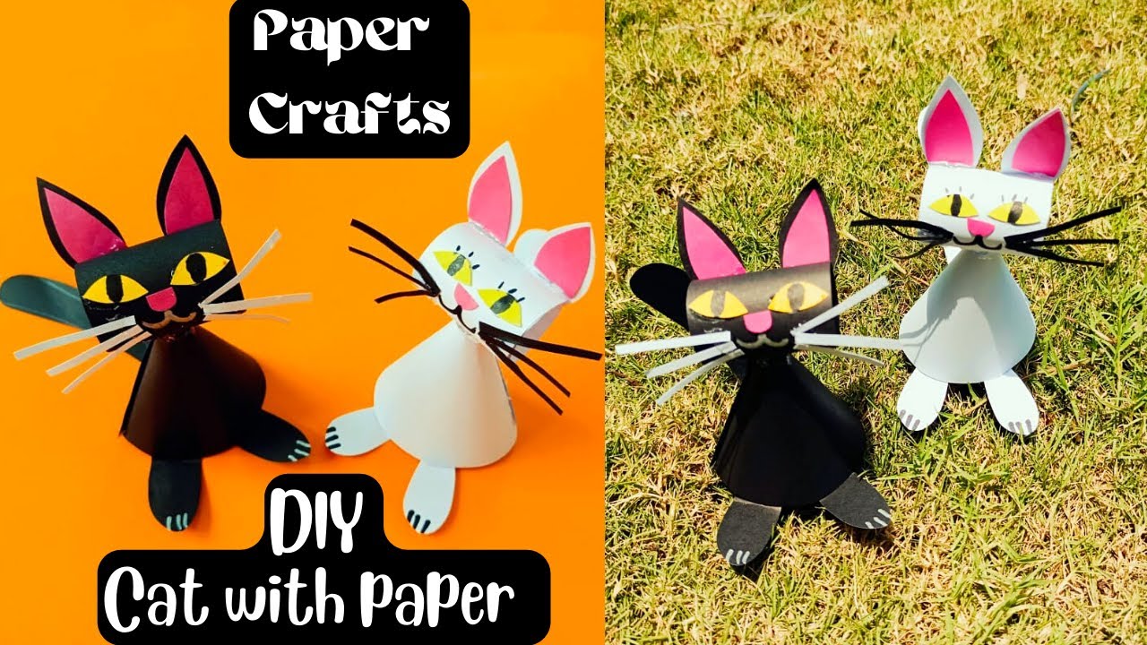 making beautiful cat with paper | diy paper cat | how to make a cat with paper | paper crafts