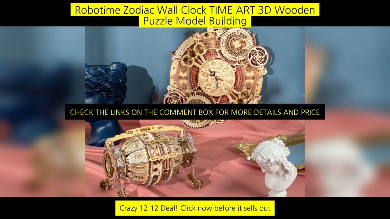 Robotime Zodiac Wall Clock Time Art 3D Wooden Puzzle Model Building Block
