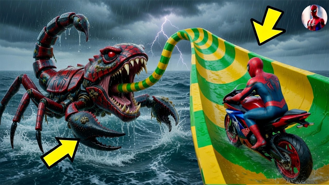 😱 Spiderman Bike Stunt Gone Wrong! | Slide Into Hungry Shark Mouth 🦈🏍️ | GTA 5 Ragdoll Fails