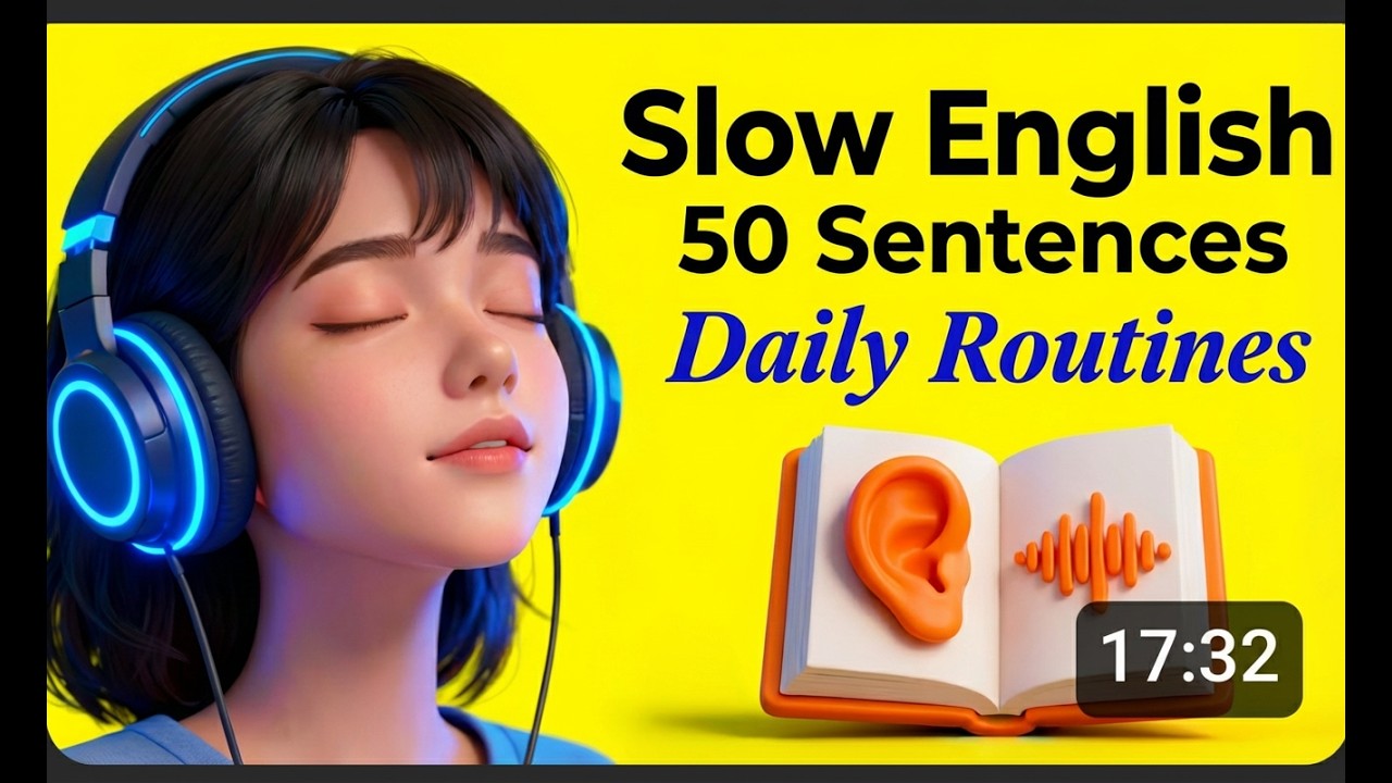 50 Daily Routine English Sentences |Slow Listen & Speak Practice (A1–A2)