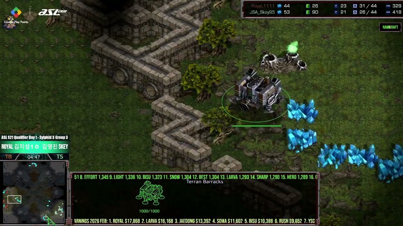 ASL S21 Preliminary Day 1 Group 3 Royal vs Skey TvT @ Neo Sylphid | Starcraft Commentary
