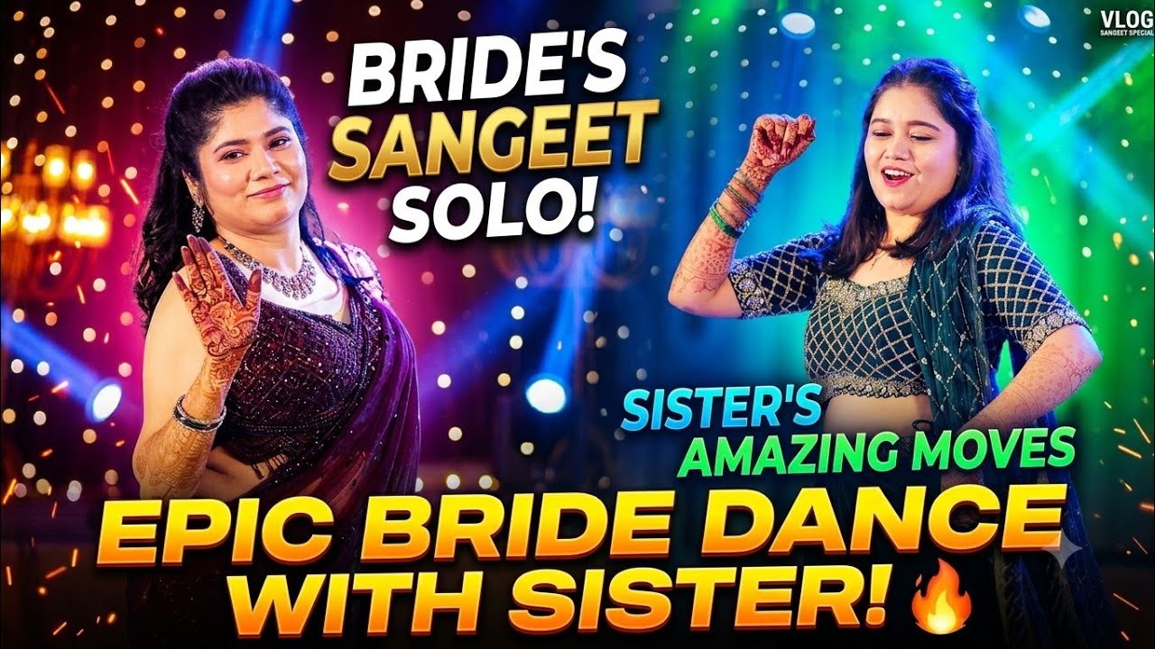 AnuRachit - Sangeet Bride with younger sister