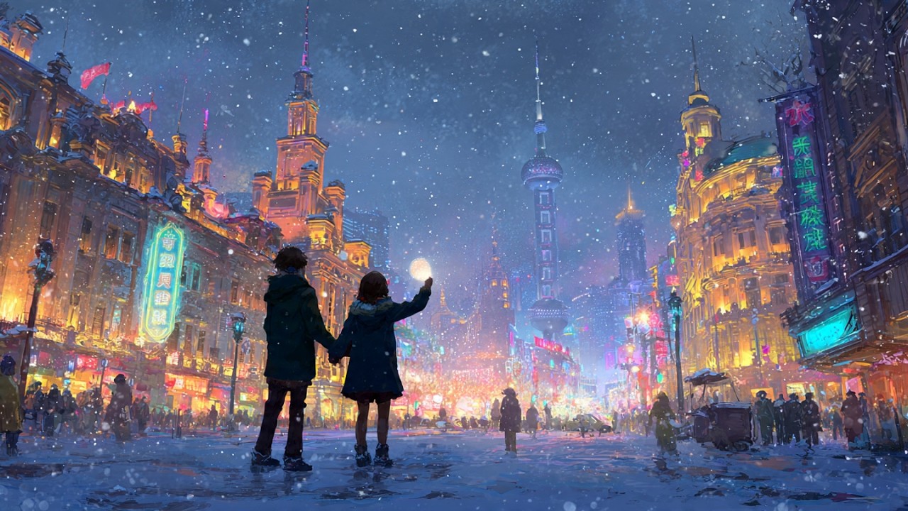 Зимняя атмосфера в стиле City Pop 🎄 Уютная романтическая музыка для праздничного вечера