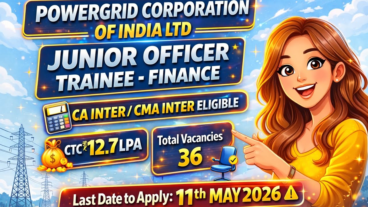 Powergrid recruitment for CA Inter / CMA Inter qualified candidates | CA Ayushi Gupta #ca #cma #job 