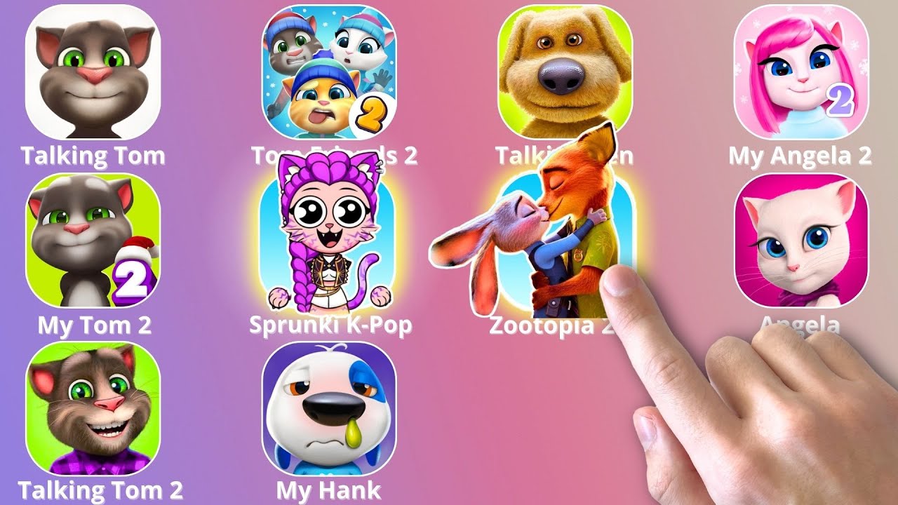 Talking Angela,Zootopia 2,Roblox,SPRUNKI,Talking Tom,KPop Demon Hunters,Talking Ben,Tom And Friends