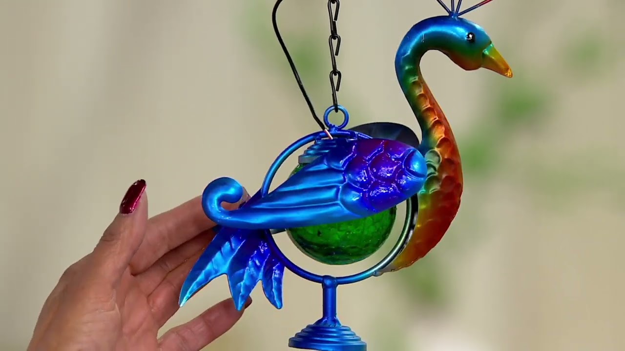 Plow & Hearth Illuminated Solar Hanging Kinetic Bird Spinner on QVC