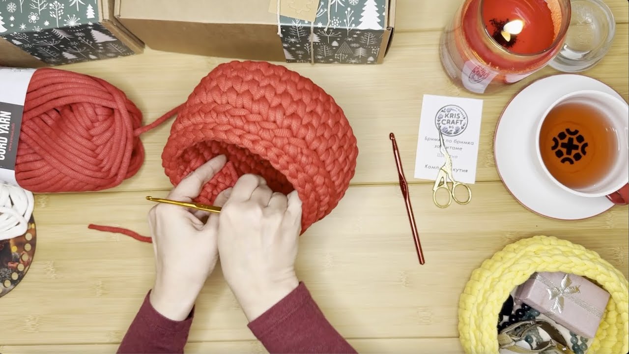 Как да изплетем кутия,1ва част - плетене на основа