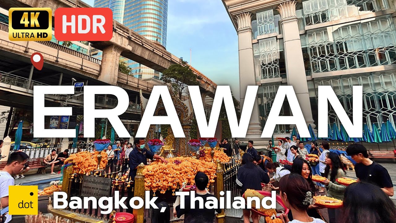 4K HDR | Walking Erawan Shrine, Amarin Plaza & Big C Ratchadamri to Pratunam | Bangkok